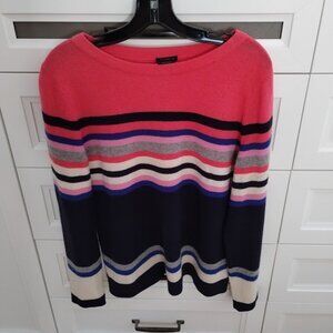 Talbots Pure Cashmere Striped Multi-Colored Pullover Sweater Lightweight Sz L